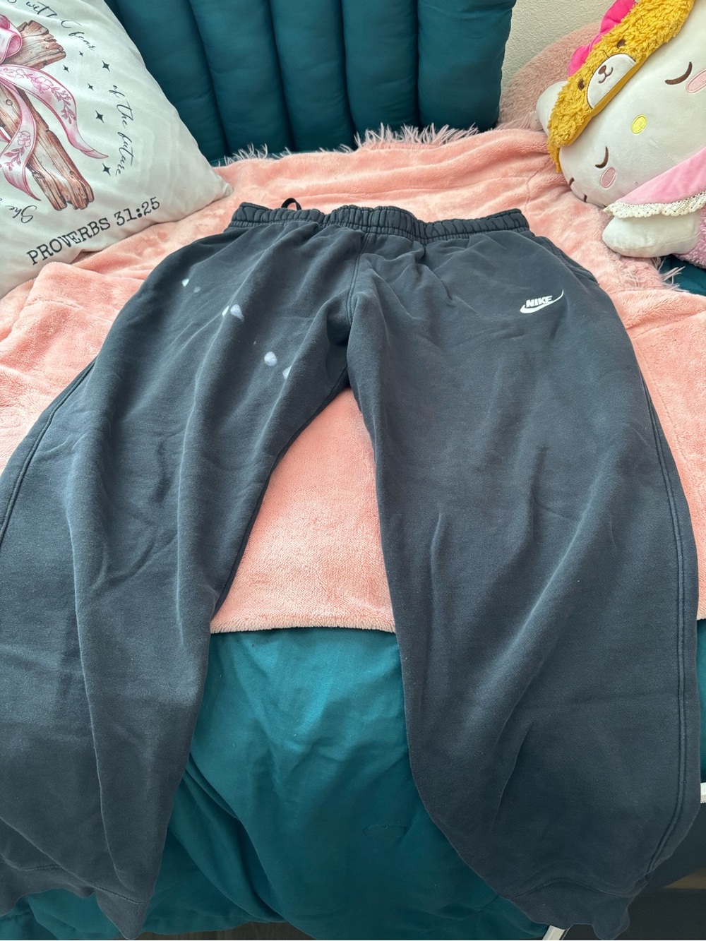 Nike Black Kids Fleece Joggers with White Logo